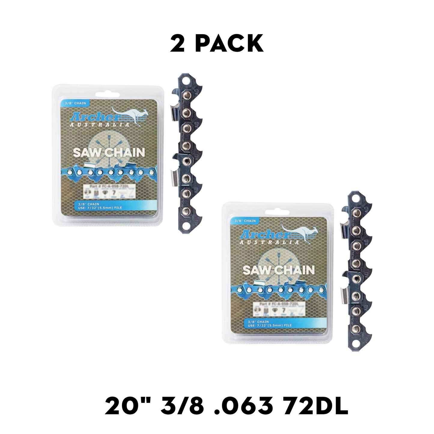 Archer Chain Loop 2 Pack – 3/8", .063", 72DL, Semi Chisel