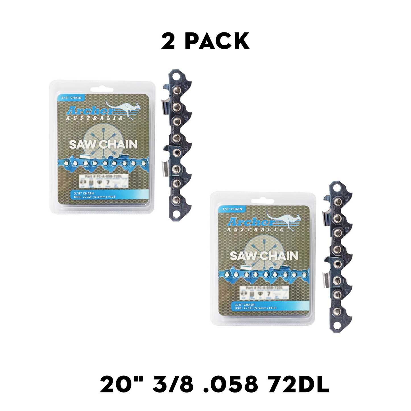 Archer Chain Loop 2 Pack – 3/8", .058", 72DL, Semi Chisel